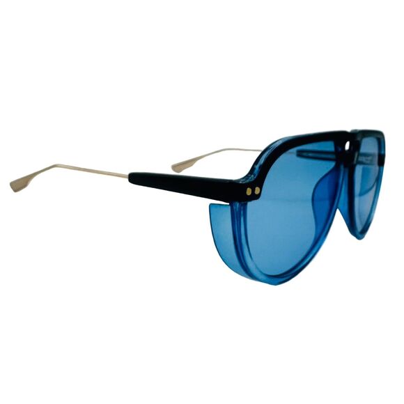 7043 | Skyline - Blue Lens Aviator Sunglasses with Side Blinders - Picture 2 of 5